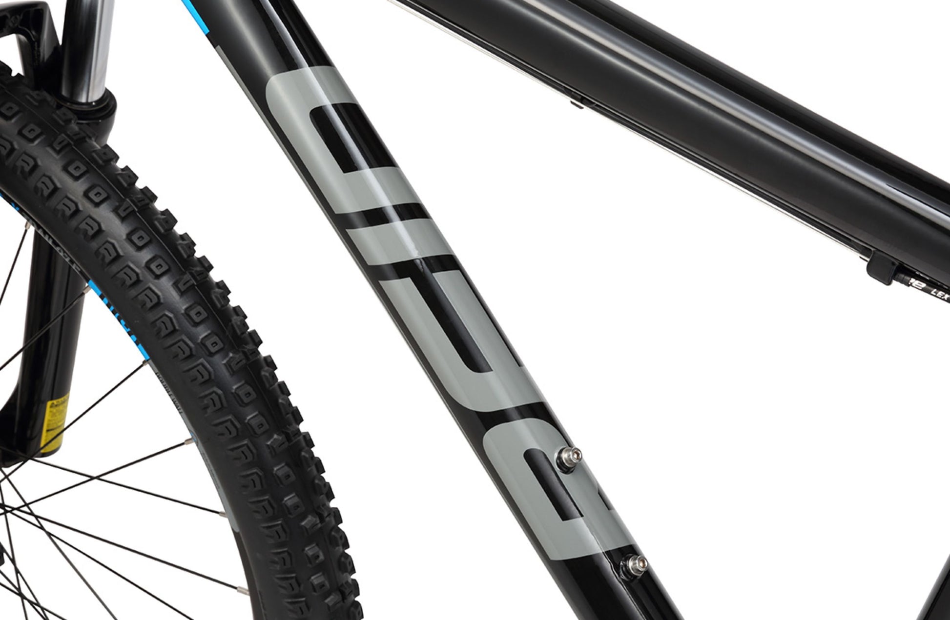 X-trail Mountain Bike in Gloss Black showing Reid logo on downtube from Reid Cycles Australia