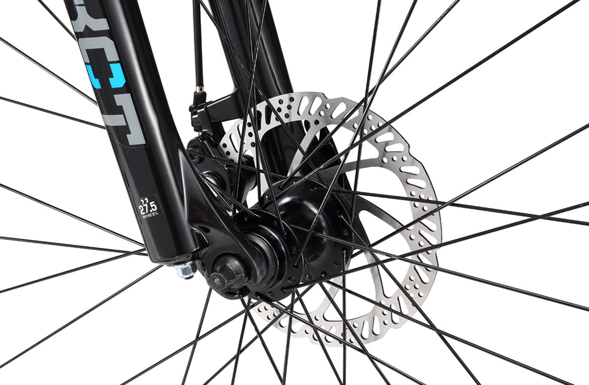 X-trail Mountain Bike in Gloss Black showing mechanical disc brake from Reid Cycles Australia